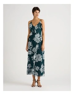 Atlanta Silk Dress in Peacock Multi