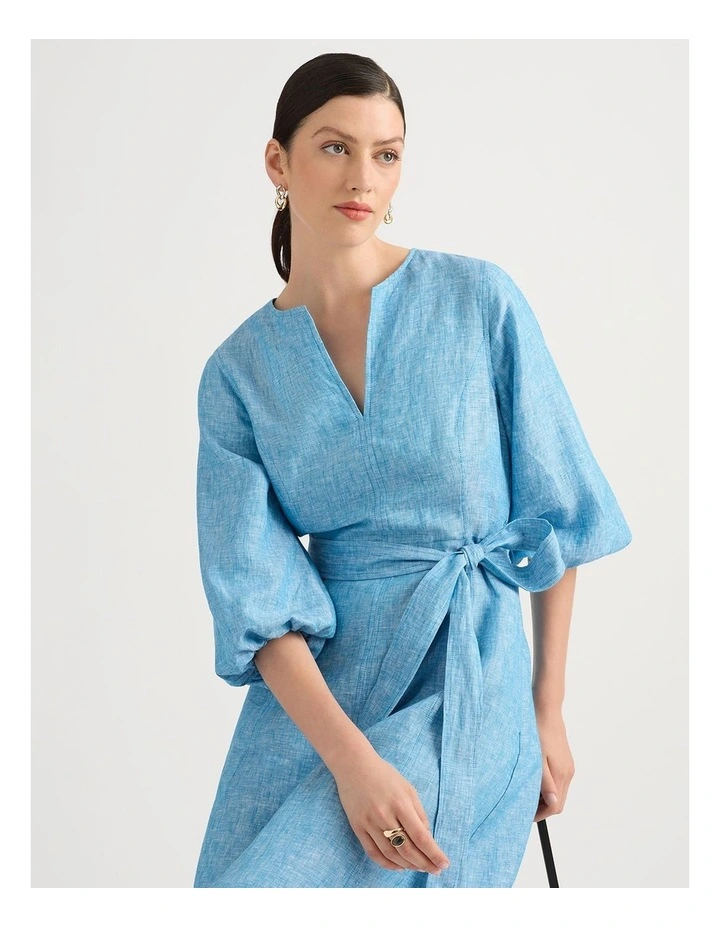 Talissa Linen Dress in Calypso Melange image 4