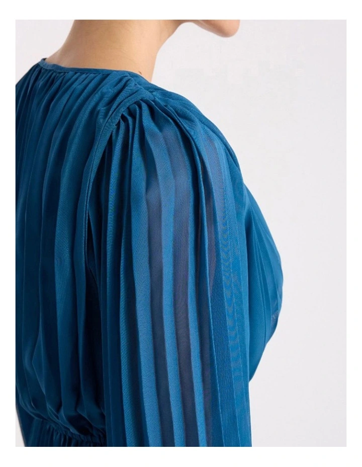 Donni Pleated Dress in Prussian Blue image 3