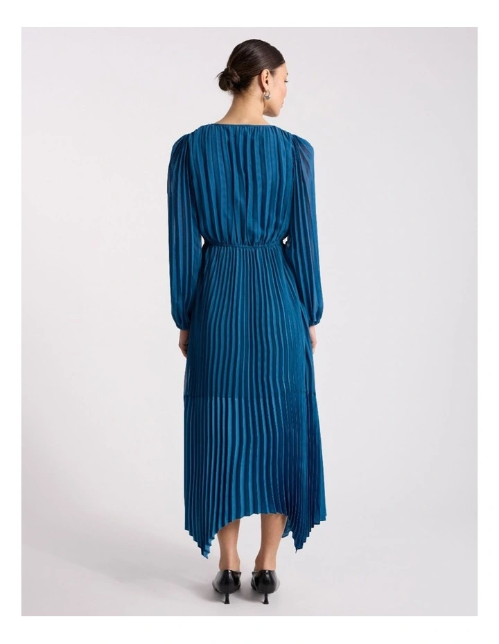 Donni Pleated Dress in Prussian Blue image 4