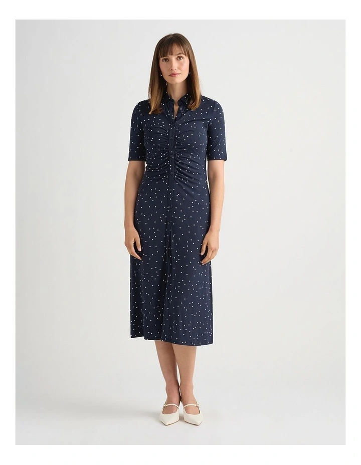 Adriana Jersey Dress in Navy/Ivory image 1