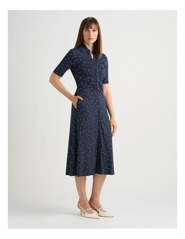 Adriana Jersey Dress in Navy/Ivory image 2