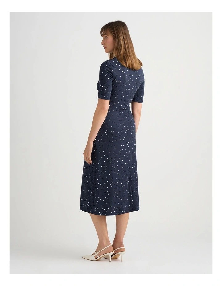 Adriana Jersey Dress in Navy/Ivory image 3
