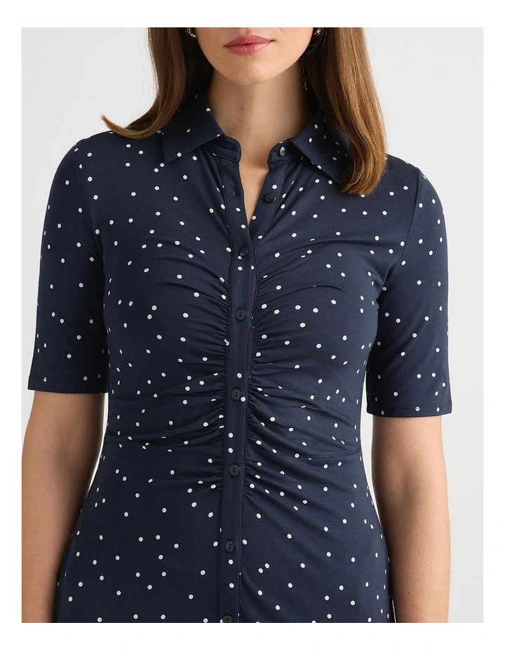 Adriana Jersey Dress in Navy/Ivory image 4