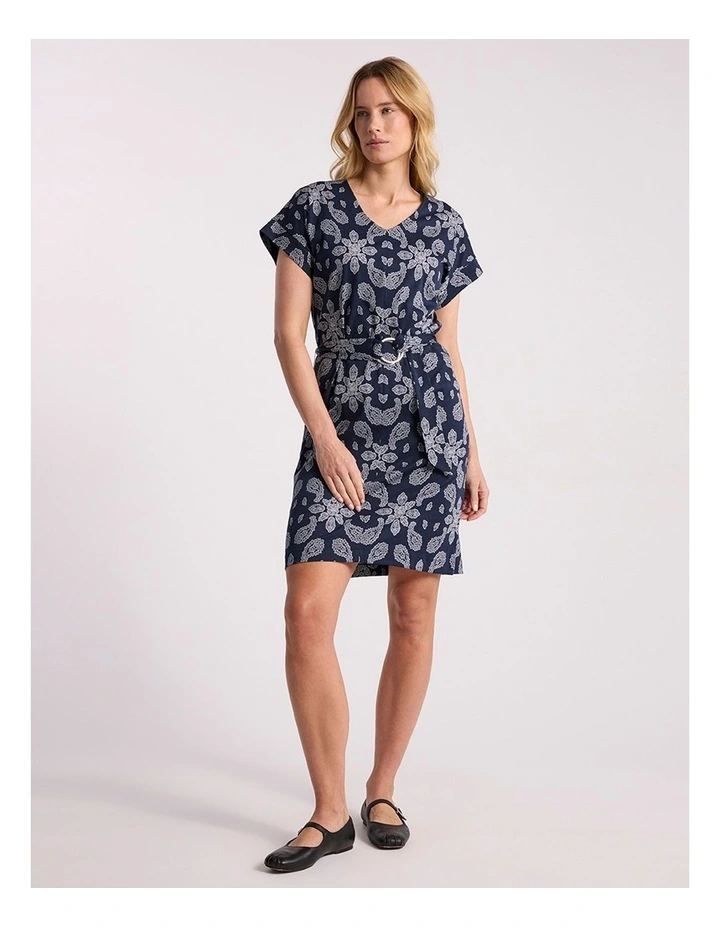 Maisha Cotton Dress in Navy Multi image 1