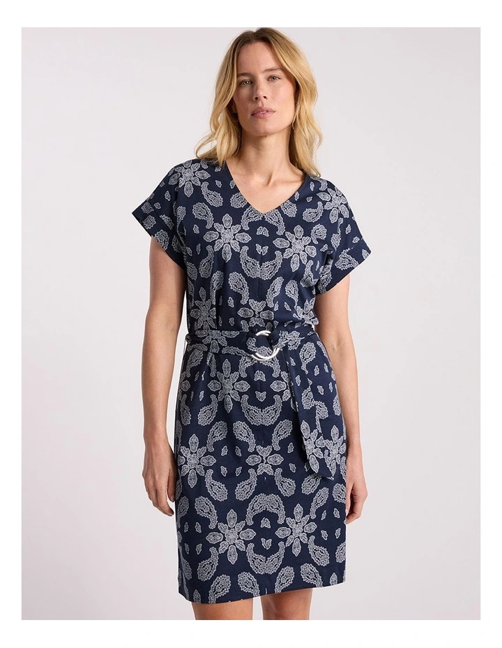 Maisha Cotton Dress in Navy Multi image 2