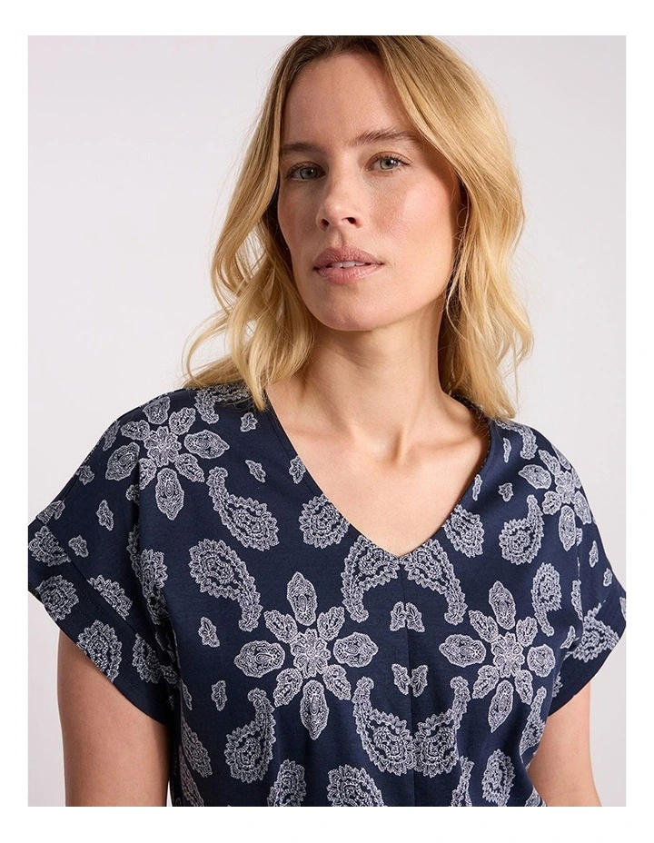 Maisha Cotton Dress in Navy Multi image 3