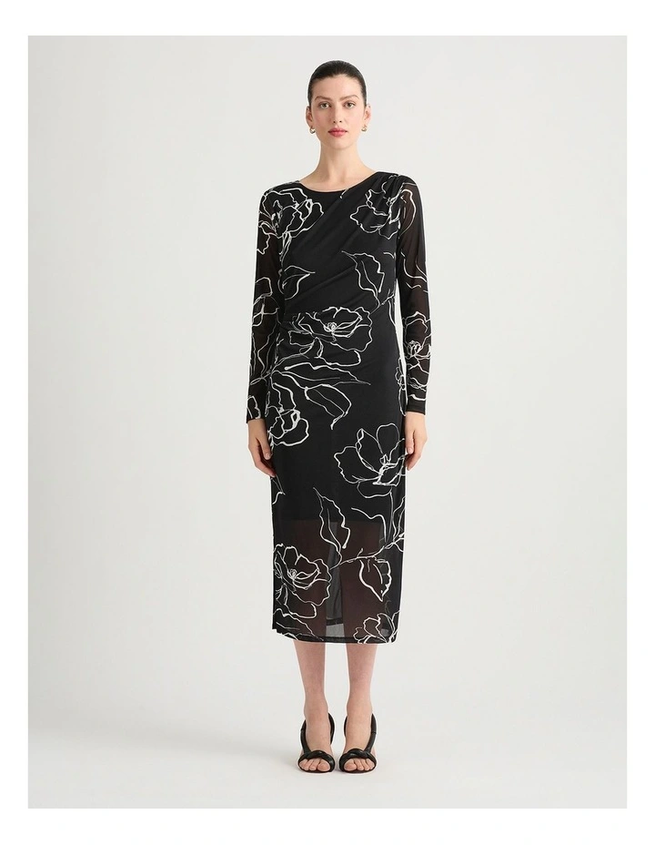 Cyrielle Mesh Dress in Black Multi image 1