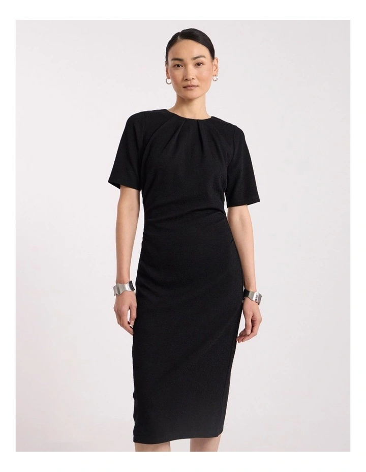 Solana Textured Jersey Dress in Black image 2