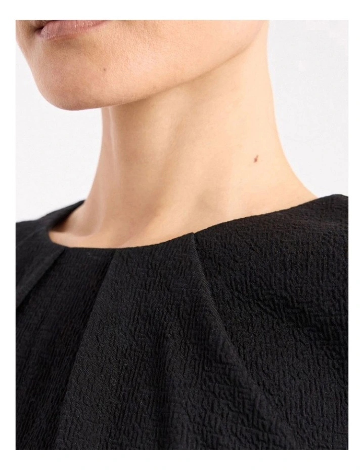Solana Textured Jersey Dress in Black image 3