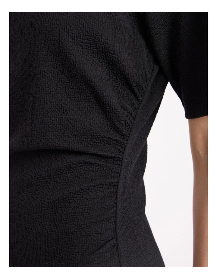 Solana Textured Jersey Dress in Black image 4