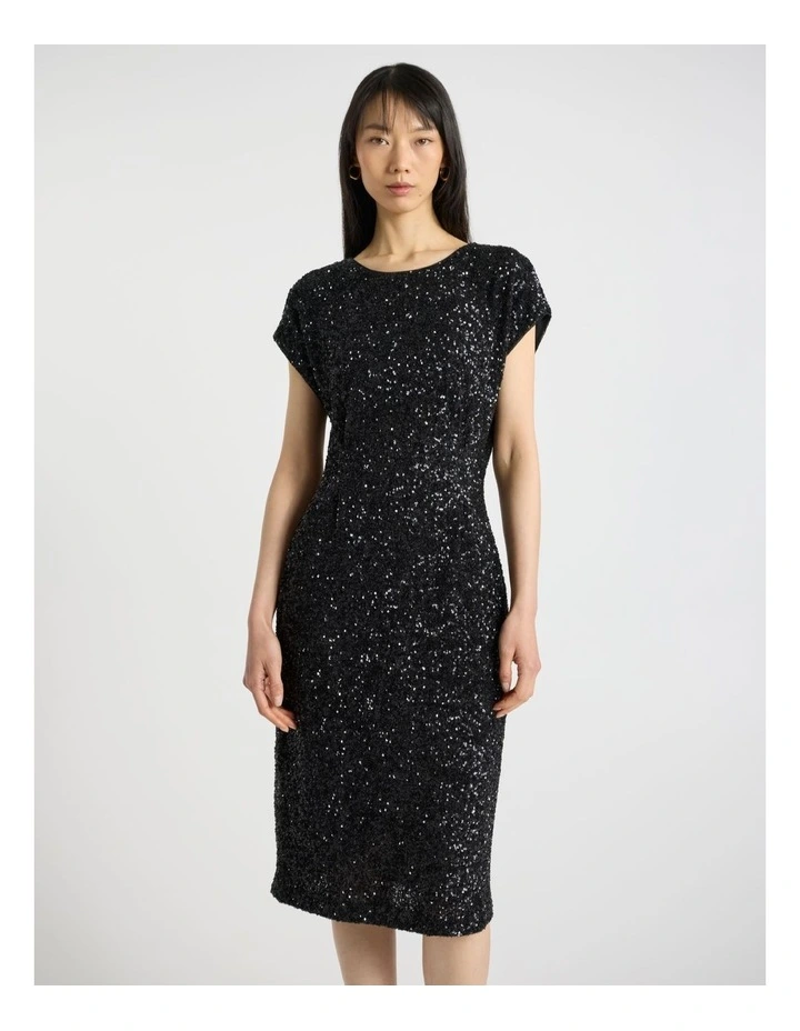 Phylis Sequin Dress in Black image 1