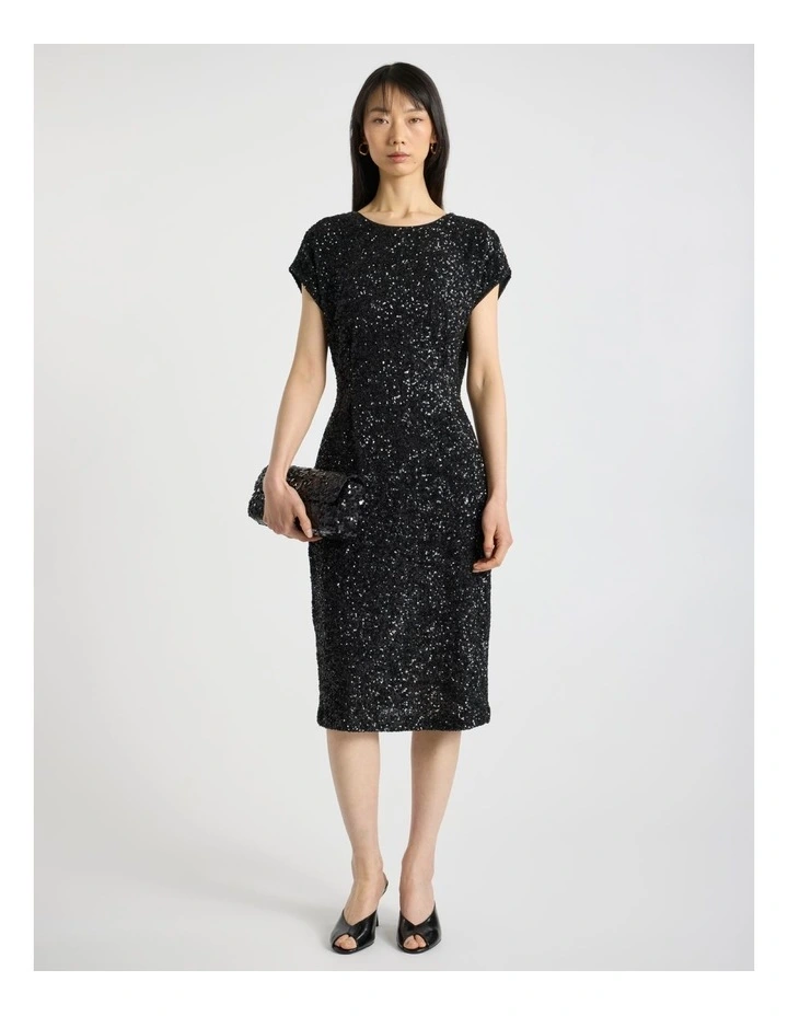 Phylis Sequin Dress in Black image 2