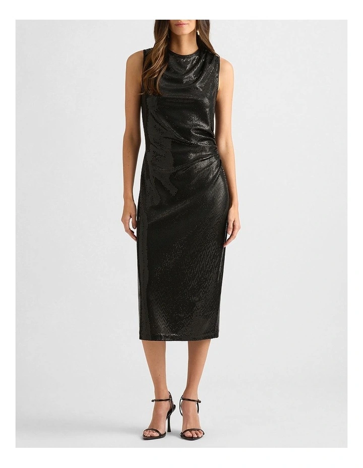 Hendrix Sequin Jersey Dress in Black image 1