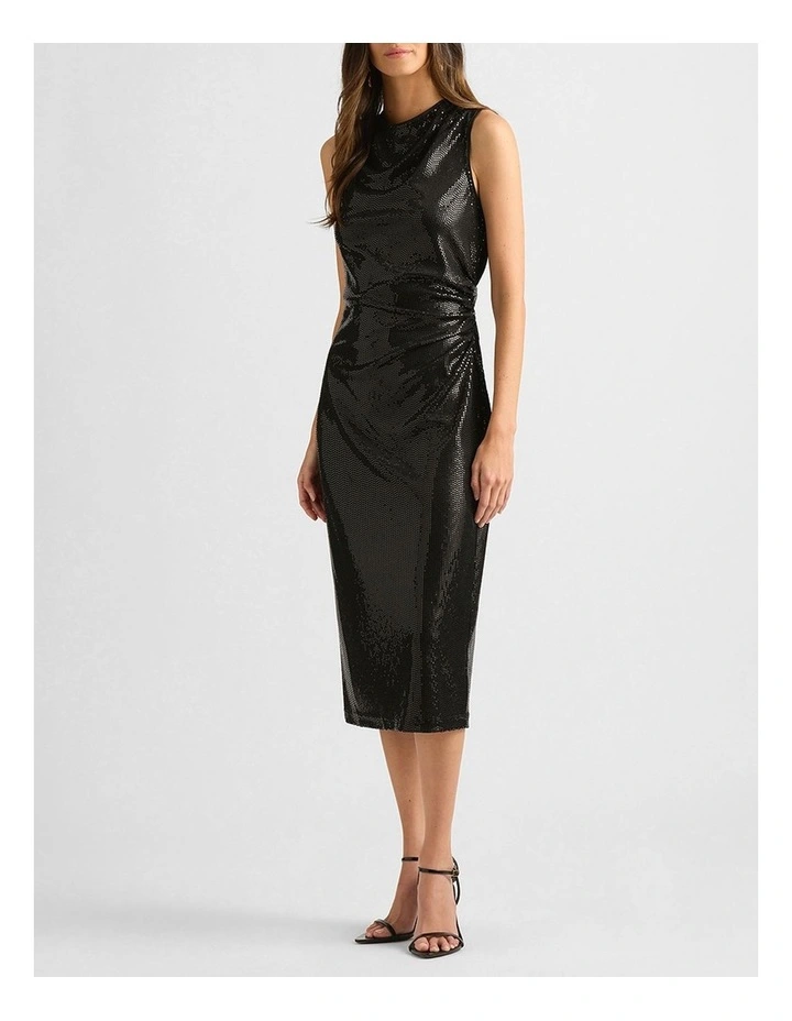 Hendrix Sequin Jersey Dress in Black image 2