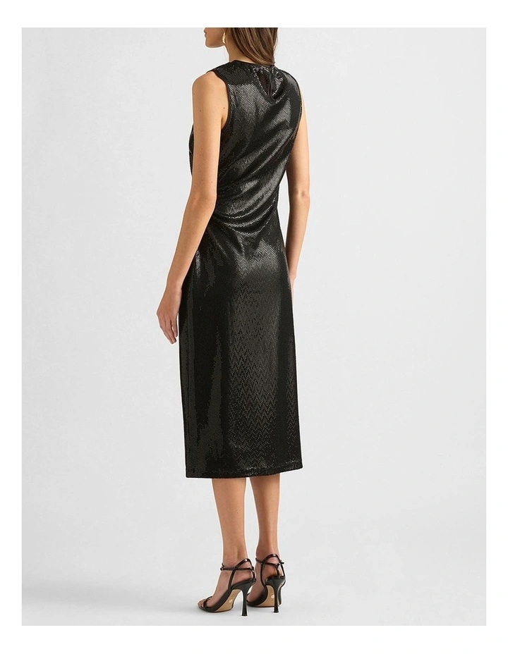 Hendrix Sequin Jersey Dress in Black image 3