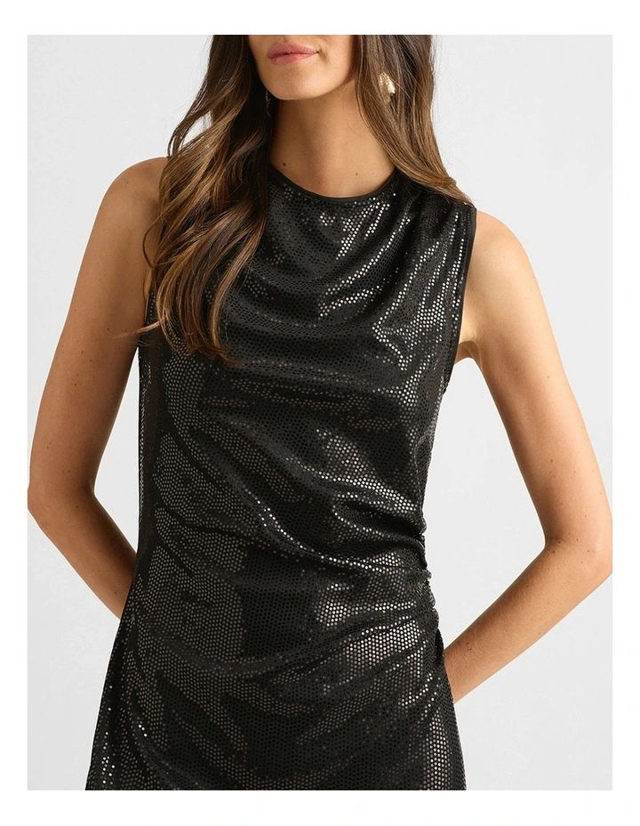 Hendrix Sequin Jersey Dress in Black image 4