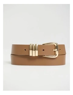 Essie Leather Belt in Tan/Gold