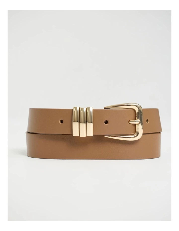 Essie Leather Belt in Tan/Gold image 1
