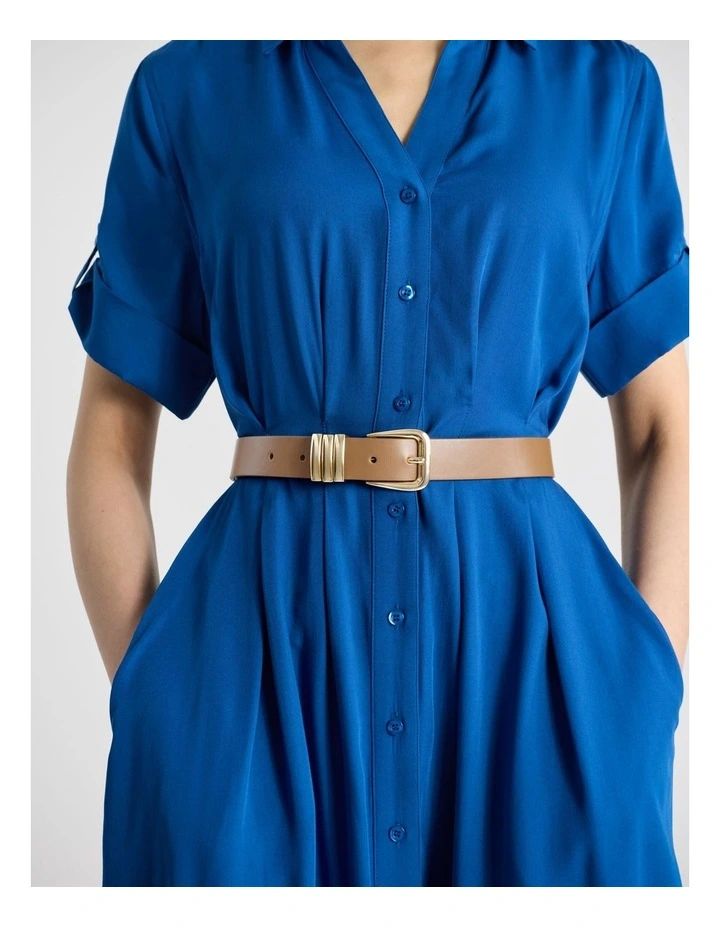 Essie Leather Belt in Tan/Gold image 2