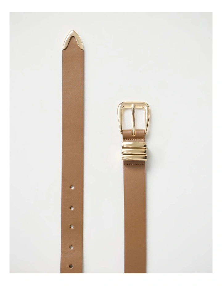 Essie Leather Belt in Tan/Gold image 3