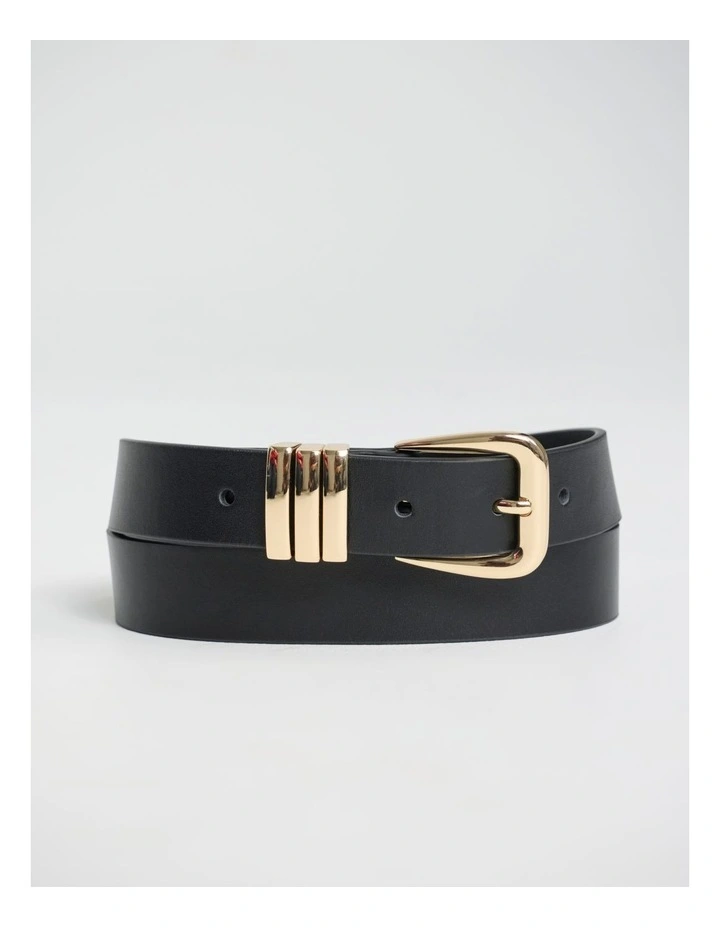 Essie Leather Belt in Black/Gold image 1