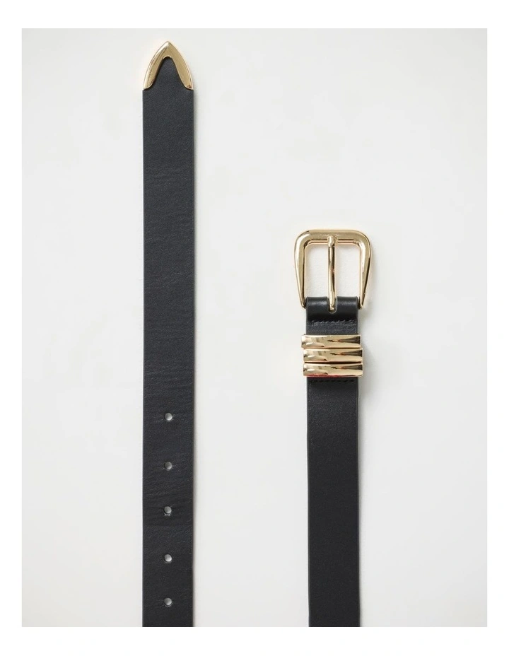 Essie Leather Belt in Black/Gold image 3