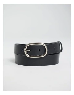 Kumru Leather Belt in Black/Silver