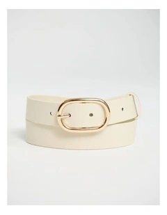Kumru Leather Belt in Bone/Gold