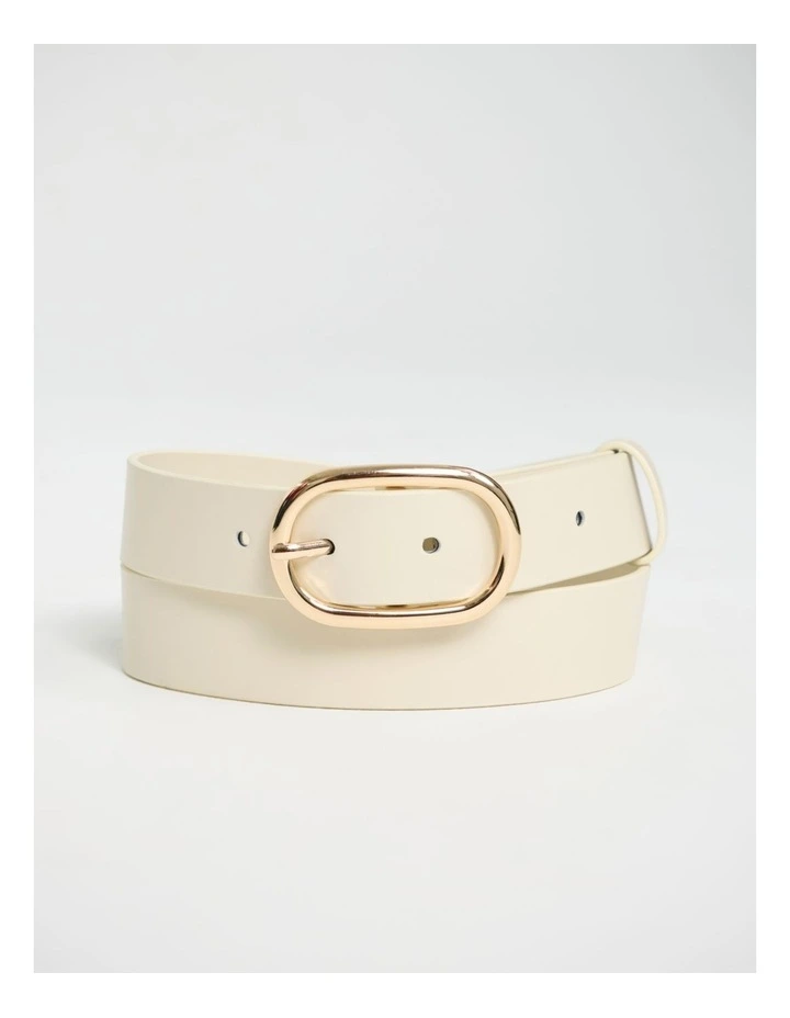 Kumru Leather Belt in Bone/Gold image 1