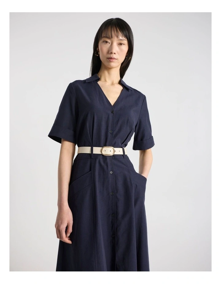 Kumru Leather Belt in Bone/Gold image 2