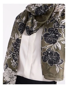 Woodlands Silk Scarf in Green Fern Print