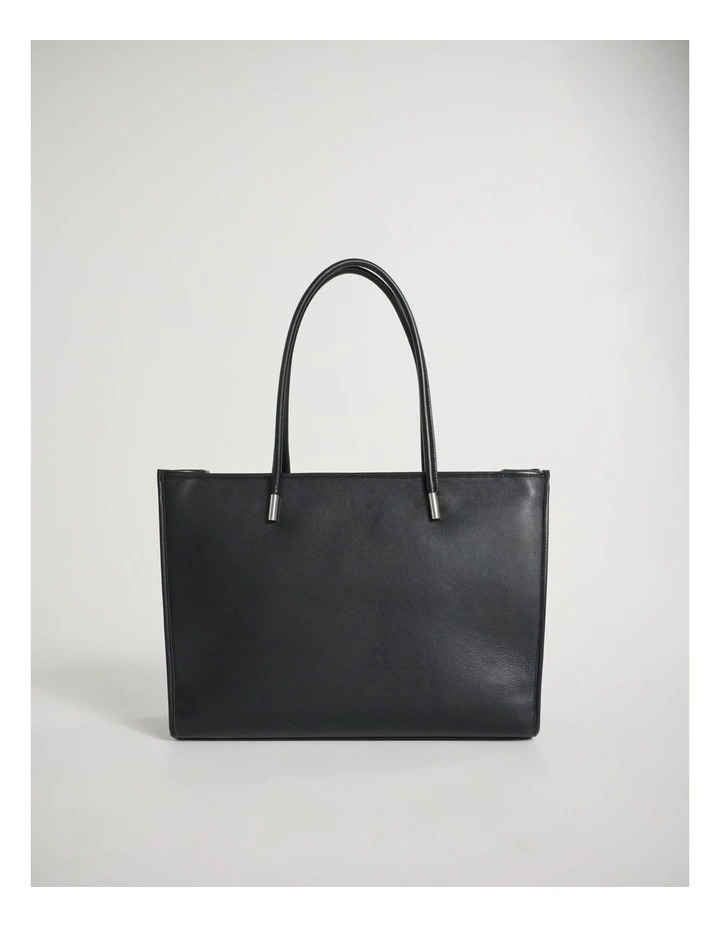 Sally Leather Tote Bag in Black image 1