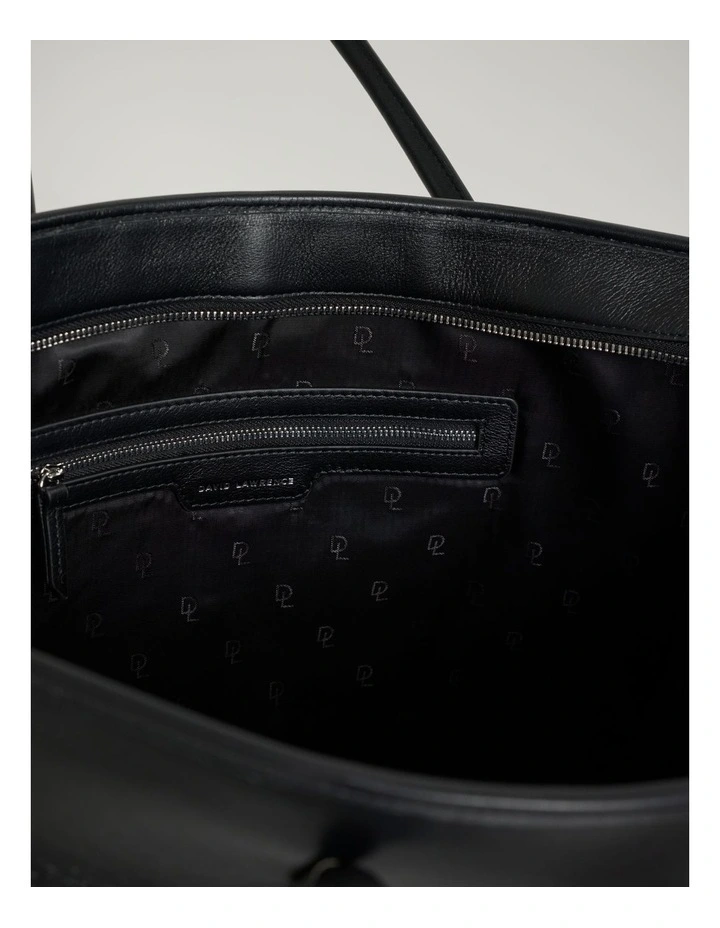 Sally Leather Tote Bag in Black image 3