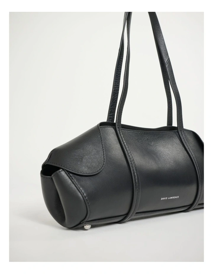 Serena Leather Shoulder Bag in Black image 2