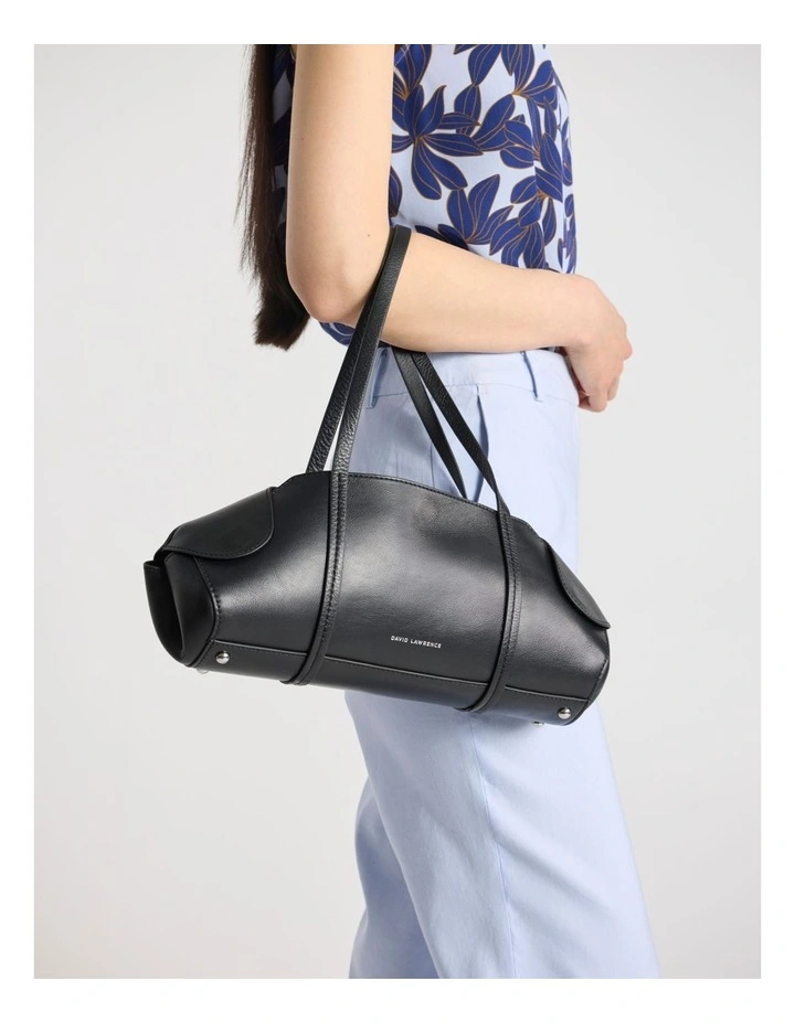 Serena Leather Shoulder Bag in Black image 4
