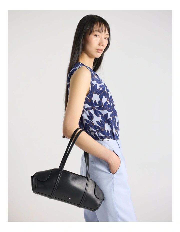 Serena Leather Shoulder Bag in Black image 5