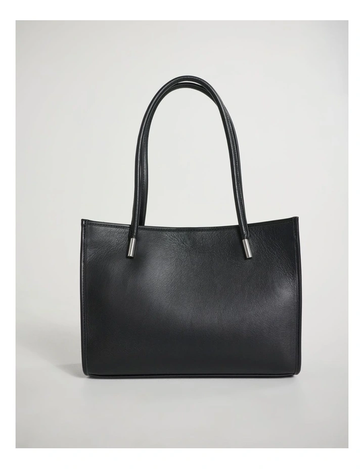 Sally Leather Shoulder Bag in Black image 1