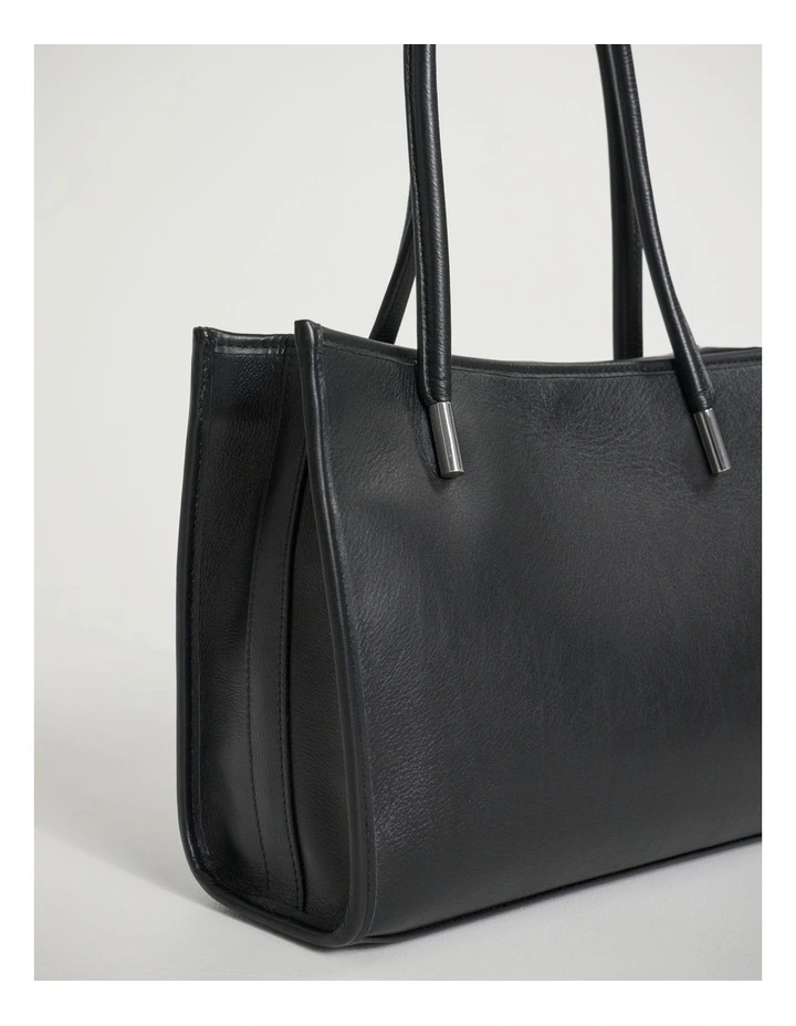 Sally Leather Shoulder Bag in Black image 2