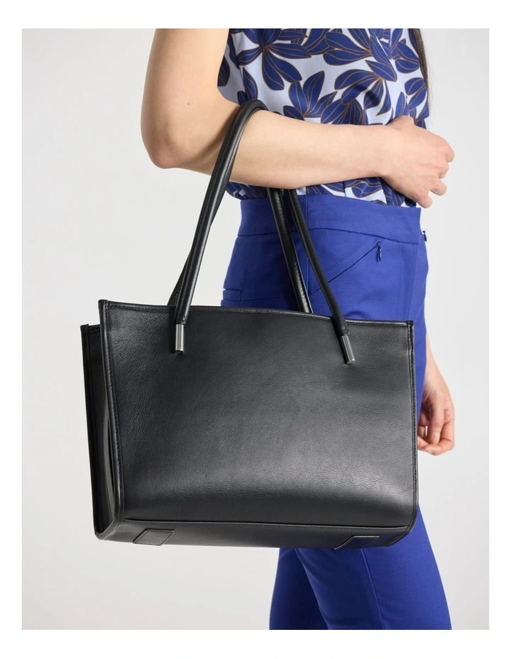 Sally Leather Shoulder Bag in Black image 5