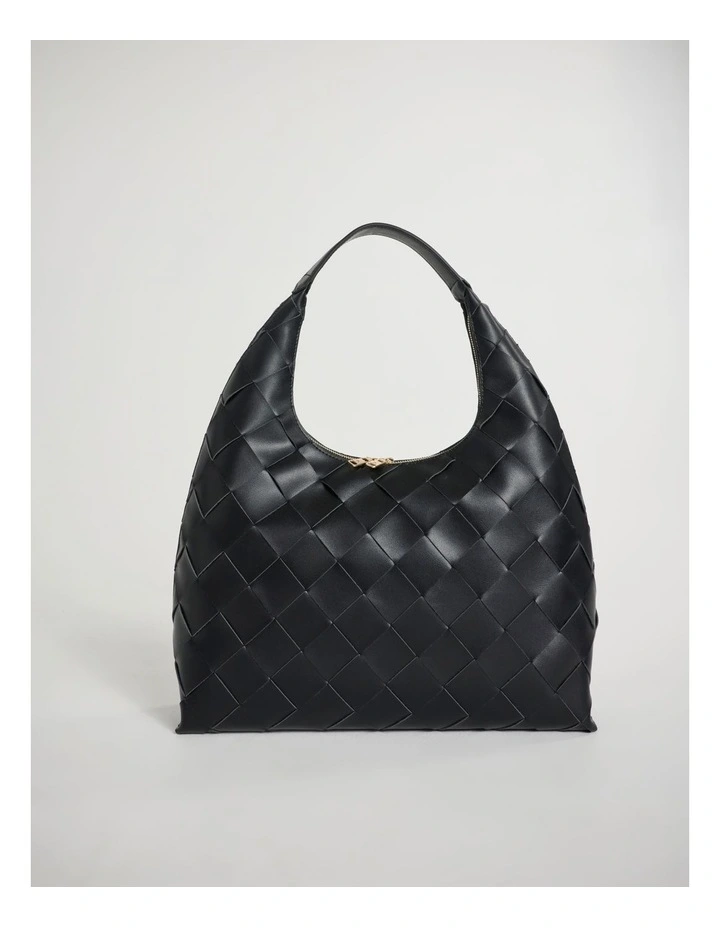 Ella Woven Tote Bag in Black image 1