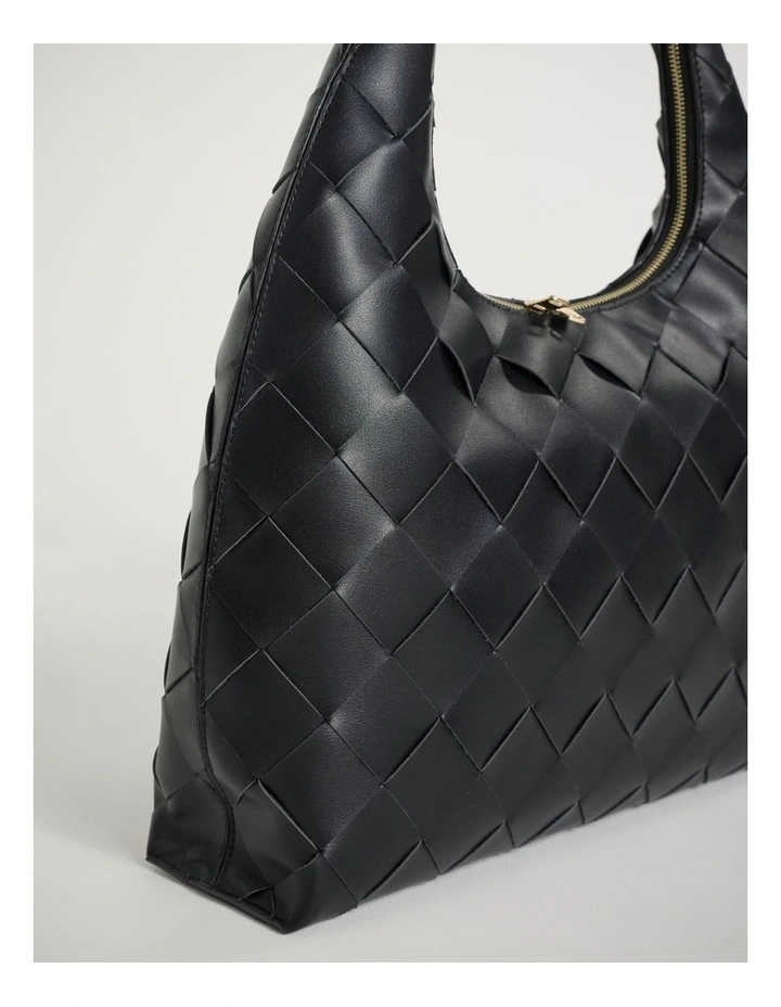 Ella Woven Tote Bag in Black image 2
