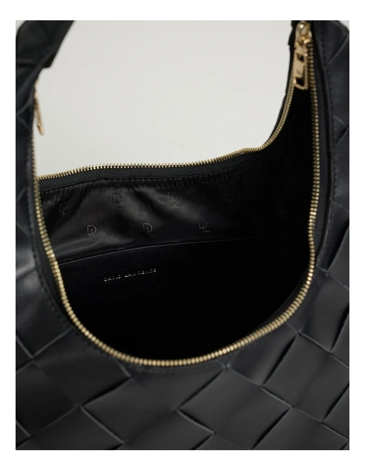 Ella Woven Tote Bag in Black image 3