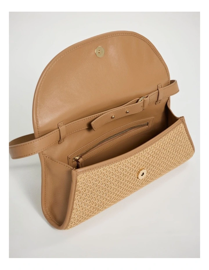 Zoya Raffia Shoulder Bag in Oak Multi image 3