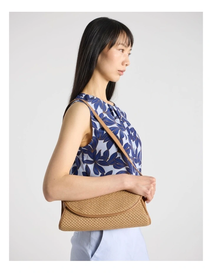 Zoya Raffia Shoulder Bag in Oak Multi image 5