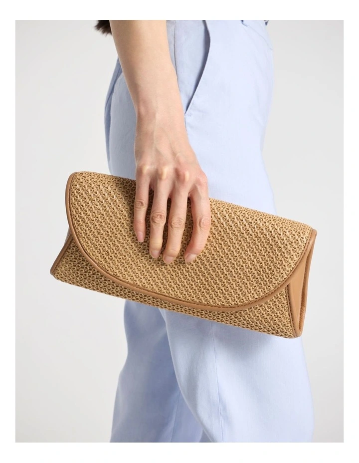 Zoya Raffia Shoulder Bag in Oak Multi image 6
