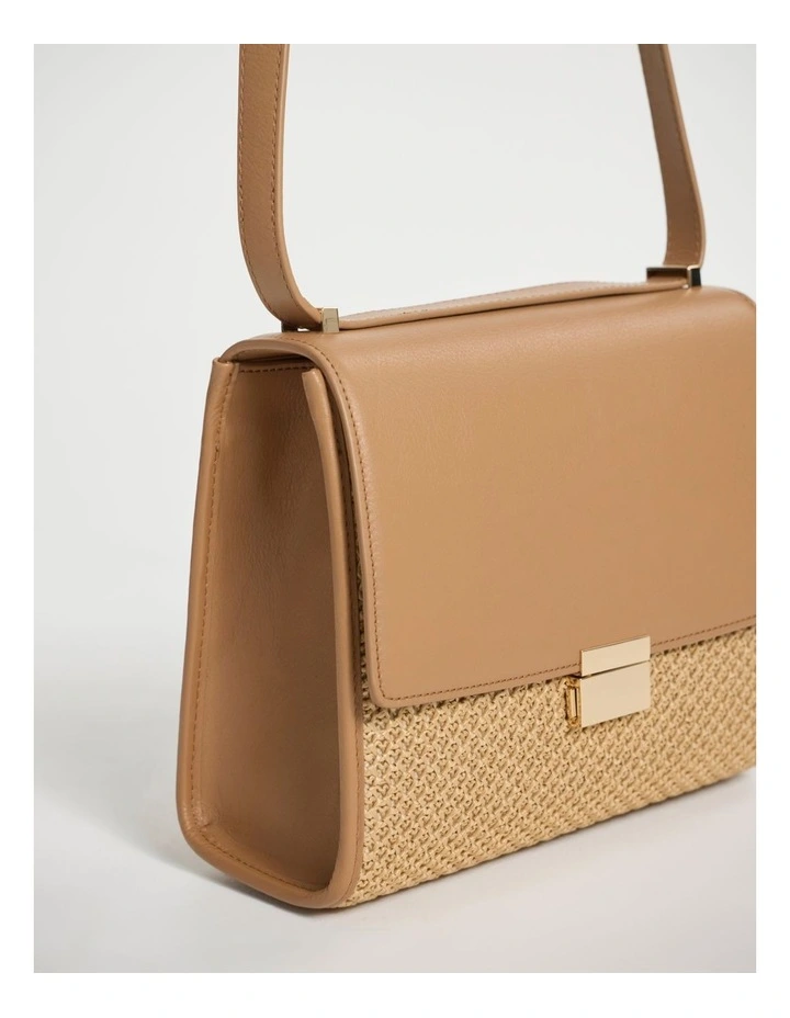 Saorise Raffia Crossbody Bag in Oak Multi image 3