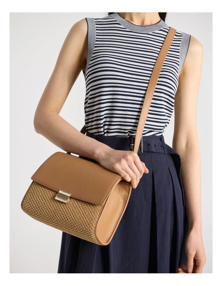 Saorise Raffia Crossbody Bag in Oak Multi image 5