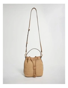 Adalee Raffia Bucket Bag in Oak Multi