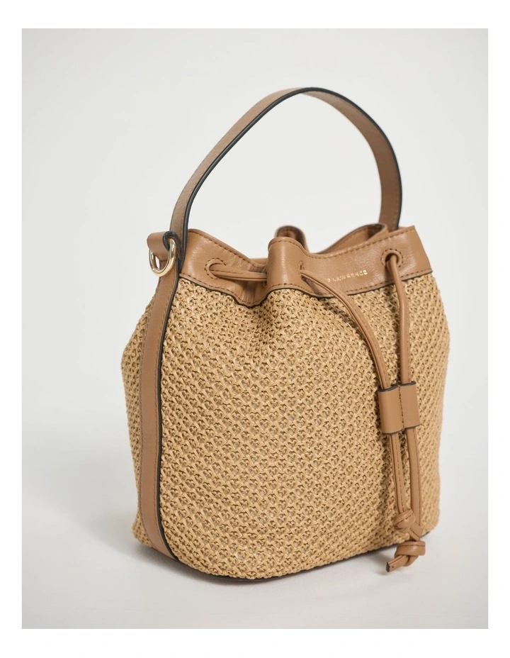 Adalee Raffia Bucket Bag in Oak Multi image 2